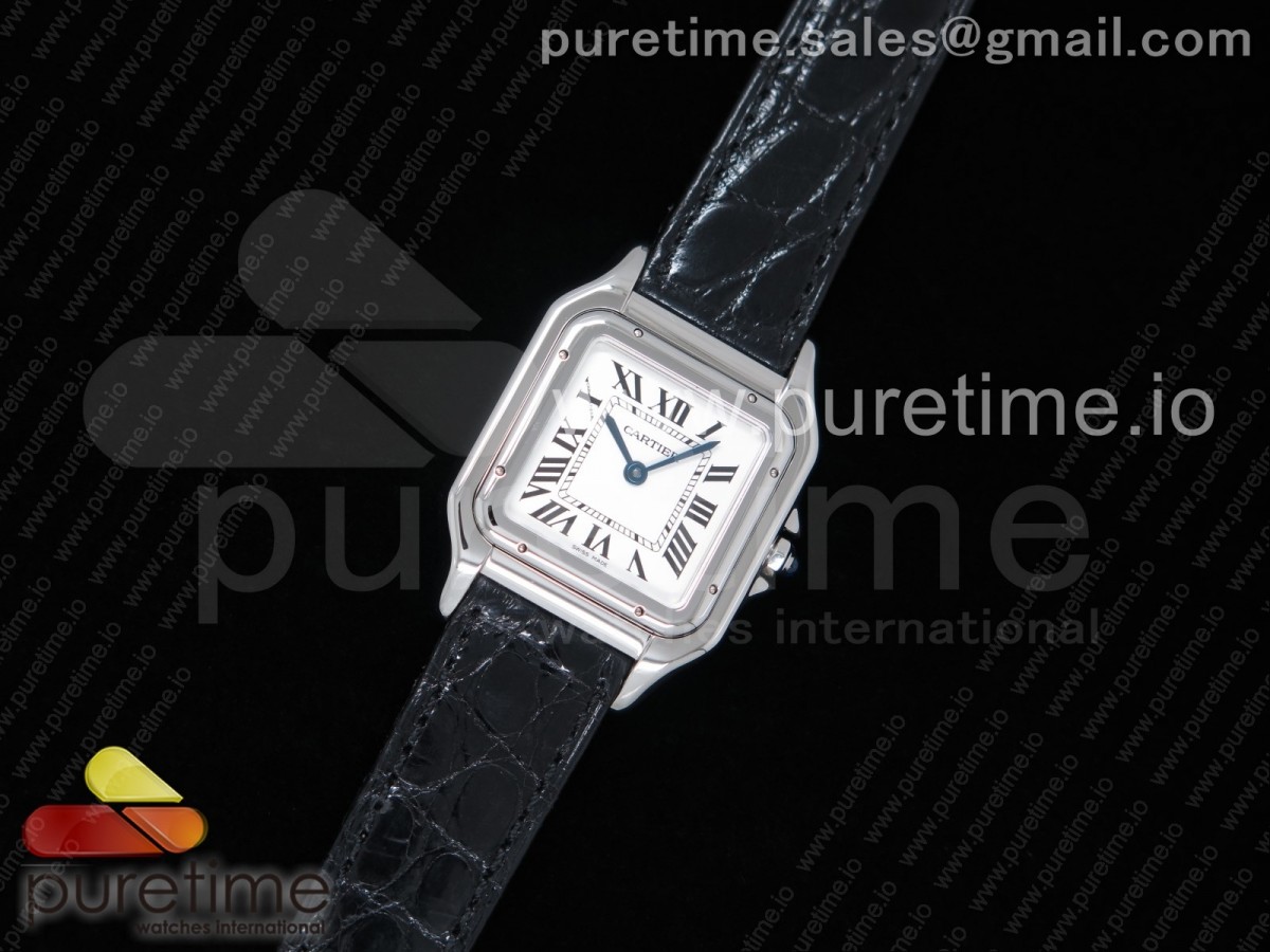 [K11] Cartier Panthère Secrete Ladies 27mm SS White Dial on Black Croco Strap Ronda Quartz