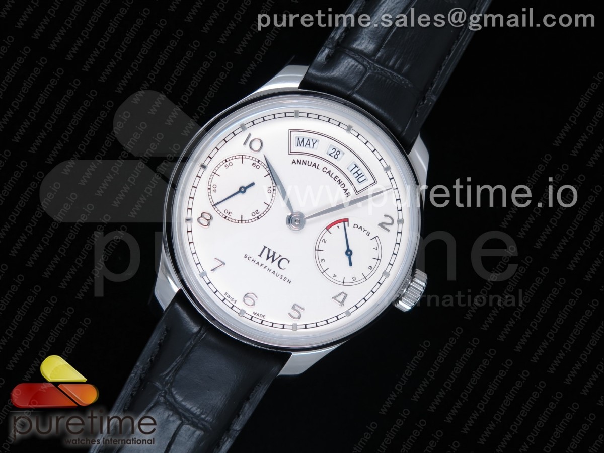 [ZF] IWC Portuguese Real PR Real Annual Calendar IW503501 White Dial on Black Leather Strap A52850