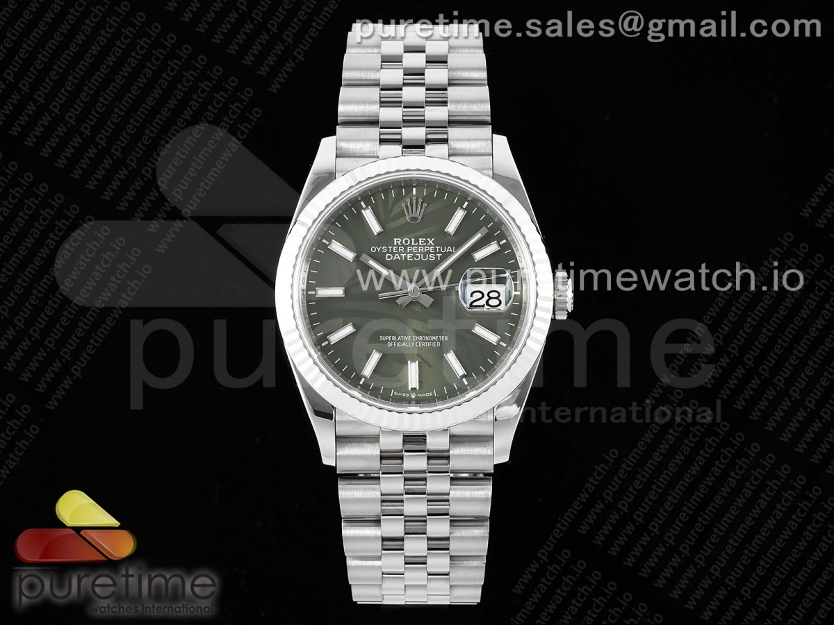 [VSF] Rolex DateJust 36 SS 126234 904L Steel Green Leaf Dial on Jubilee Bracelet VS3235