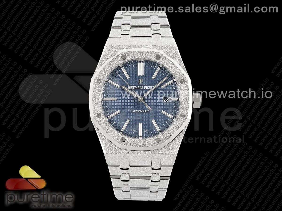 [APSF] Audemars Piguet Royal Oak 41mm Frosted SS Blue Textured Dial on SS Bracelet SA3120 Super Clone