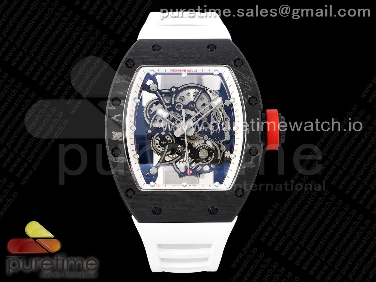 [BBR] Richard Mille RM055 NTPT Skeleton White Dial on White Rubber Strap Clone RMUL2