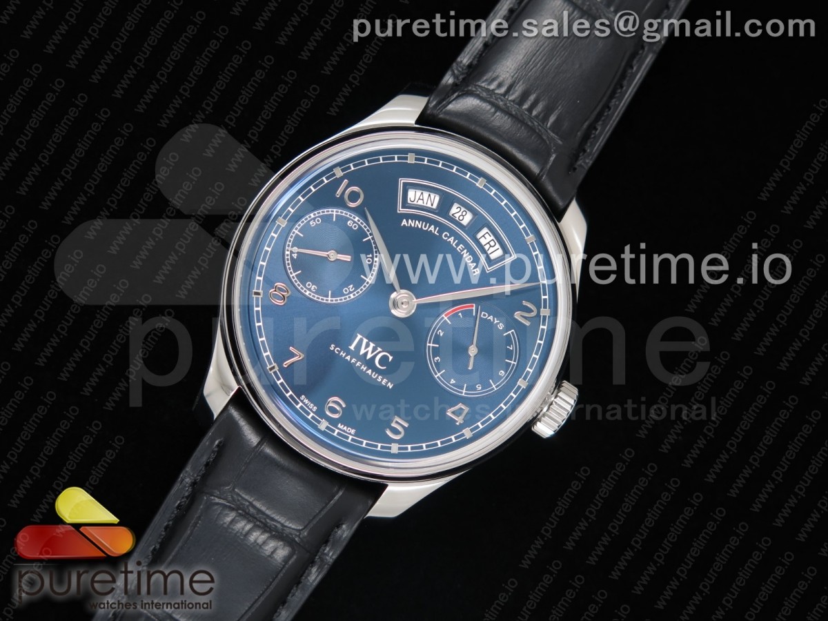 [ZF] IWC Portuguese Real PR Real Annual Calendar IW503502 Blue Dial on Black Leather Strap A52850