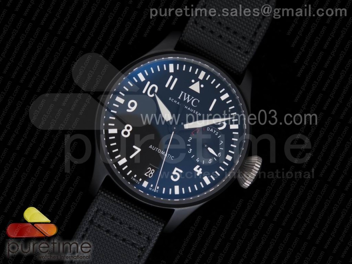 [ZF] IWC Big Pilot Real PR IW502001 Real Ceramic on Black Calfskin Strap A51111