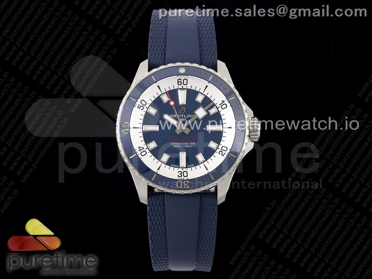 [BLSF] Breitling SuperOcean Automatic 42 SS Blue Dial on Blue Rubber Strap A2824