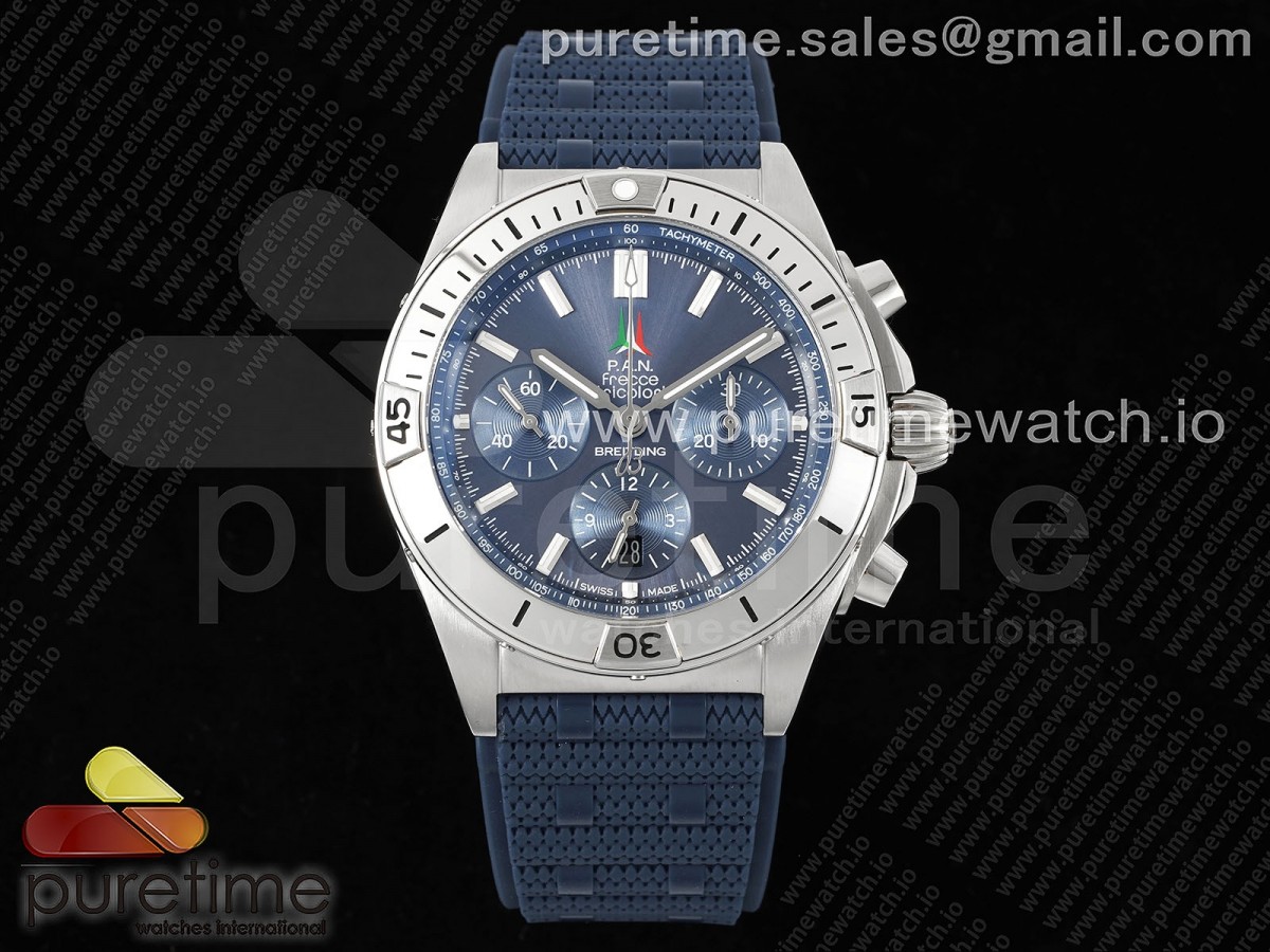 [TF] Breitling Chronomat B01 42mm SS Blue Dial on Blue Rubber Strap A7750