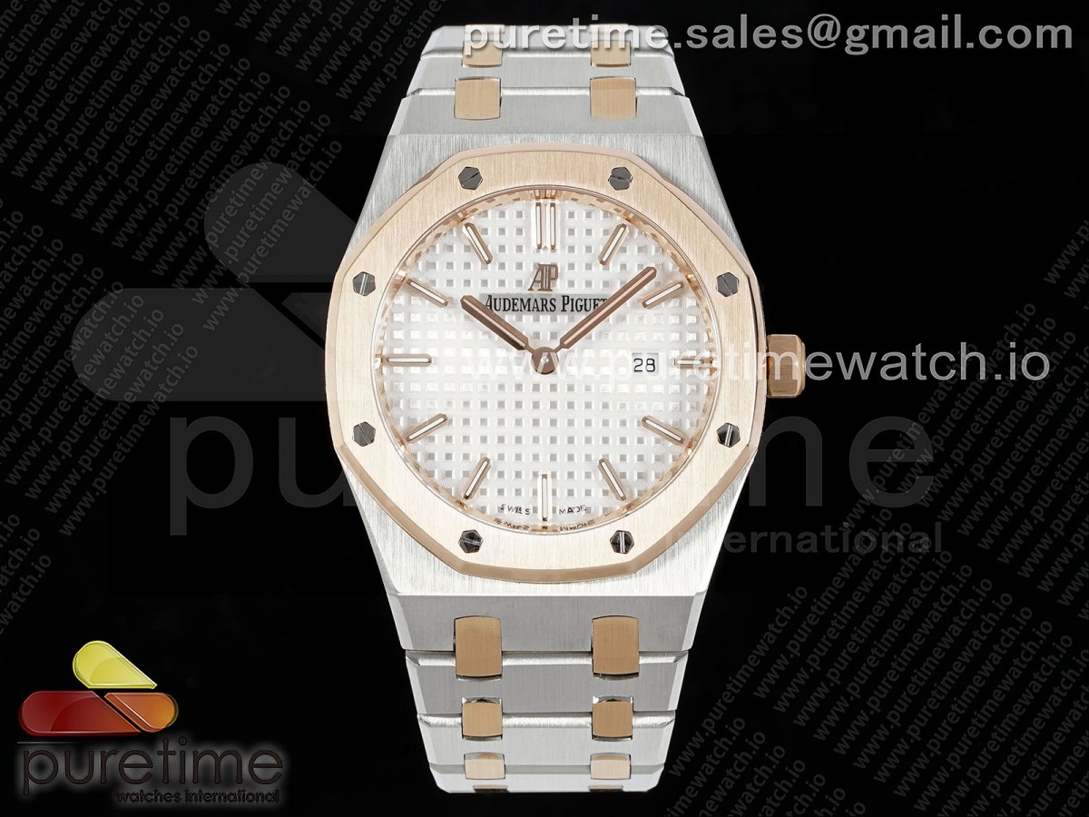 [ZF] Audemars Piguet Lady Royal Oak 33mm SS/RG White Dial on SS/RG Bracelet ETA Quartz