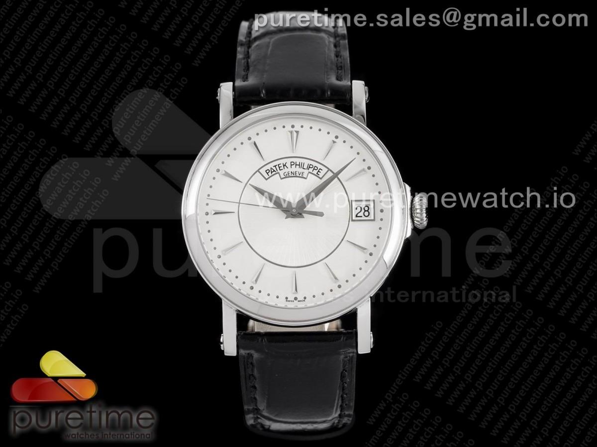 [ZF] Patek Philippe Calatrava 5153 SS White Dial on Black Leather Strap A324CS