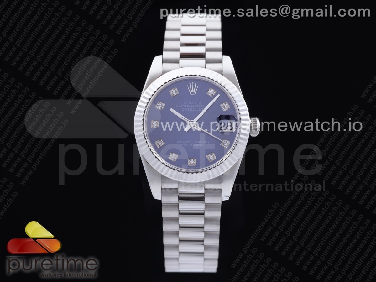 [GMF] Rolex DateJust 31 Ladies 278289 316L Steel Blue Dial Diamonds Markers on President Syle Bracelet