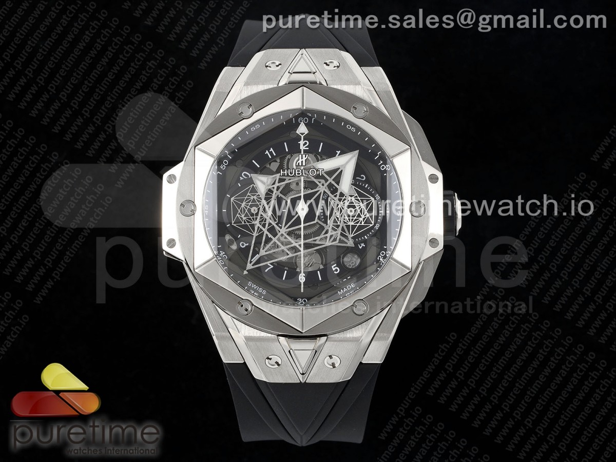 [BBF] Hublot Big Bang Sang Bleu II Chrono SS Black Dial on Black Gummy Strap A7750