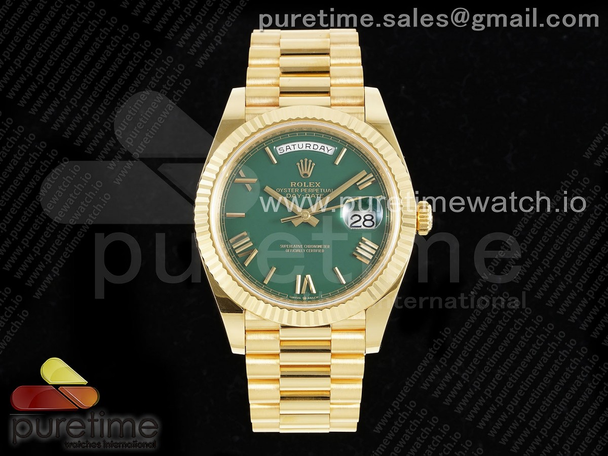 [ARF] Rolex Day Date 40 YG 228238 Green Roman Dial on President Bracelet VR3255 (Gain Weight)