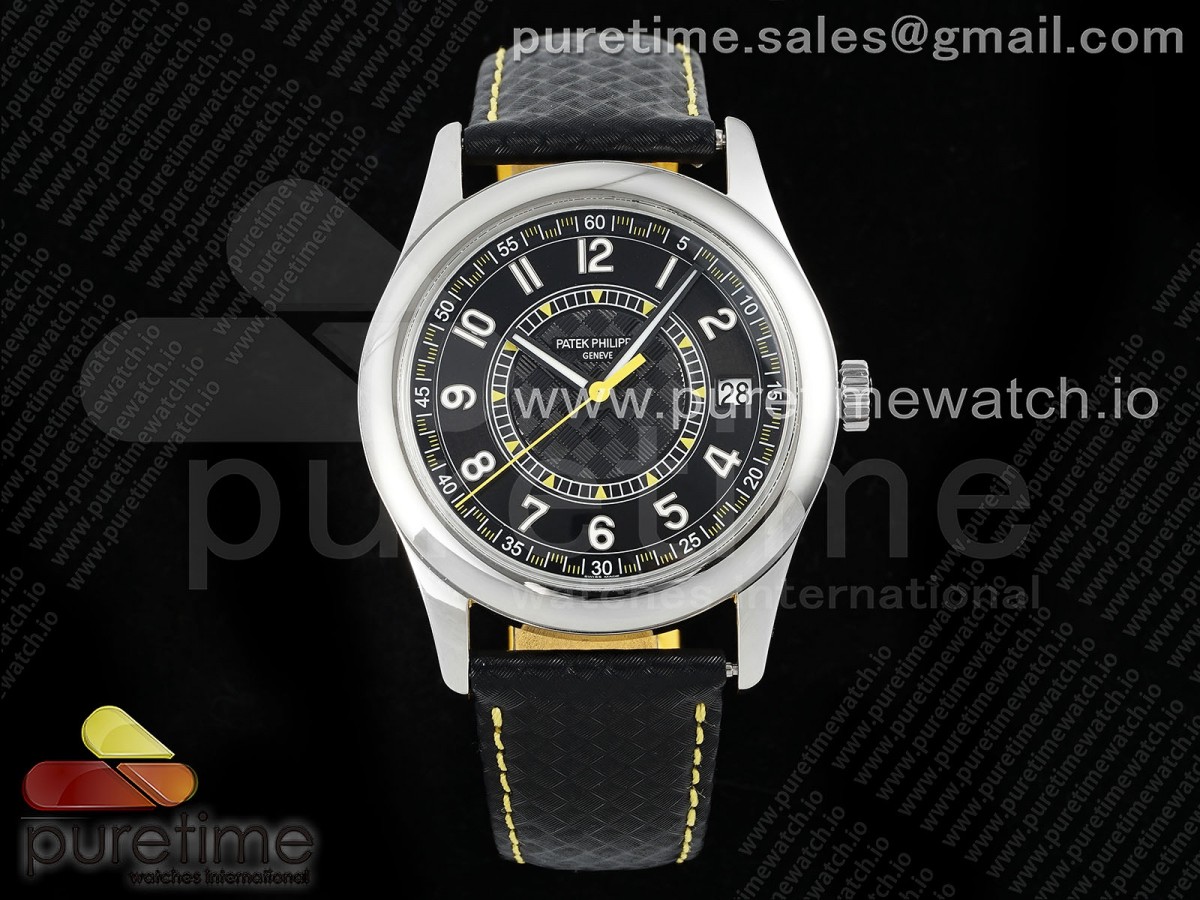 [PPF] Patek Philippe Calatrava 6007G SS Black/Yellow Dial on Black Leather Strap 330CS