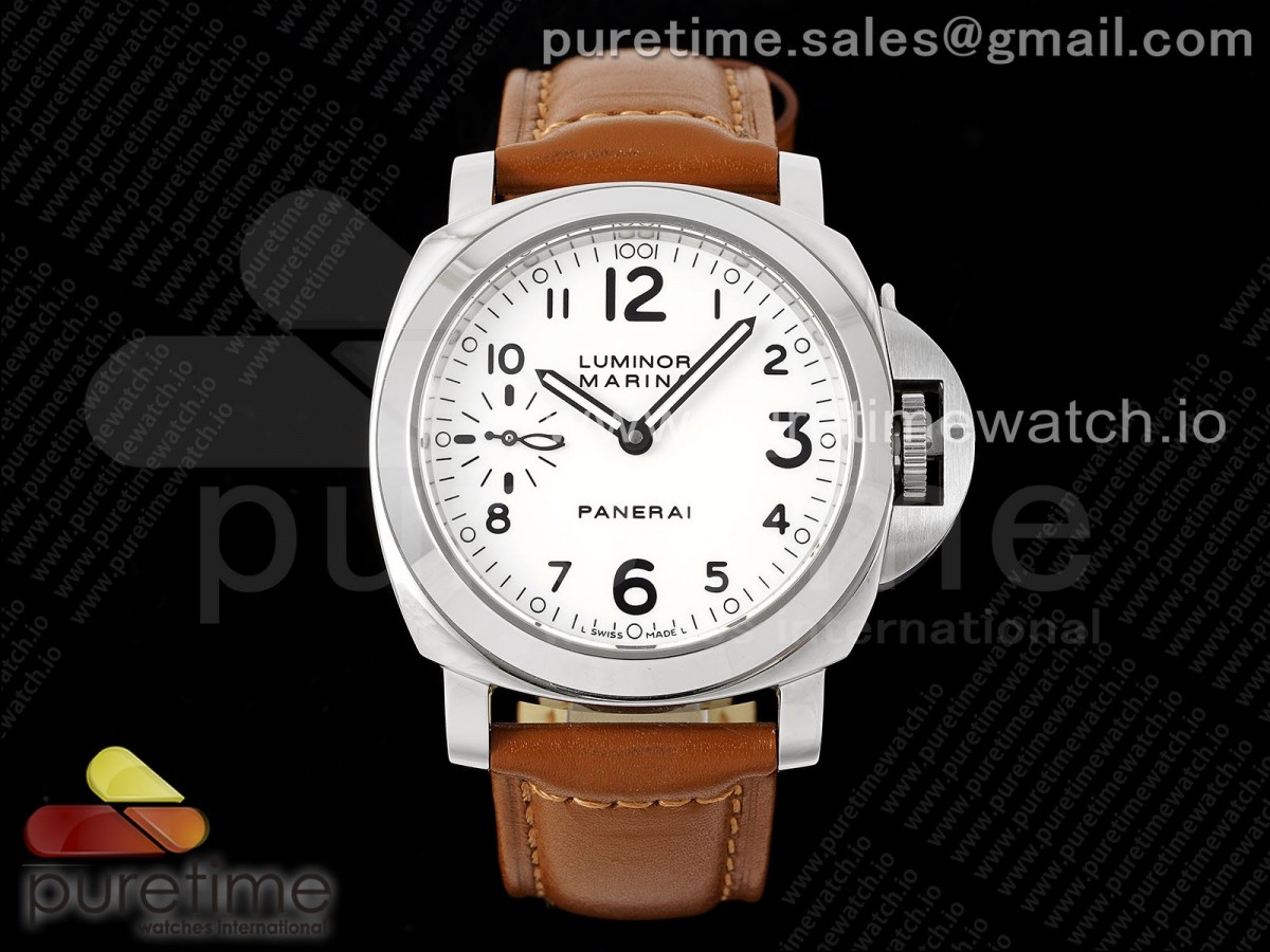 [HWF] Panerai PAM113 V White Dial on Brown Leather Strap A6497