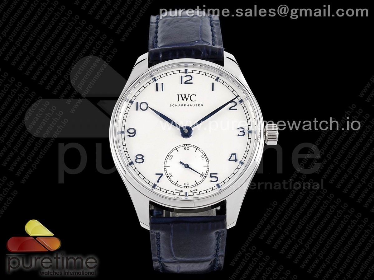 [ZF] IWC Portuguese IW358304 SS White Dial Blue Markers on Blue Leather Strap A82200