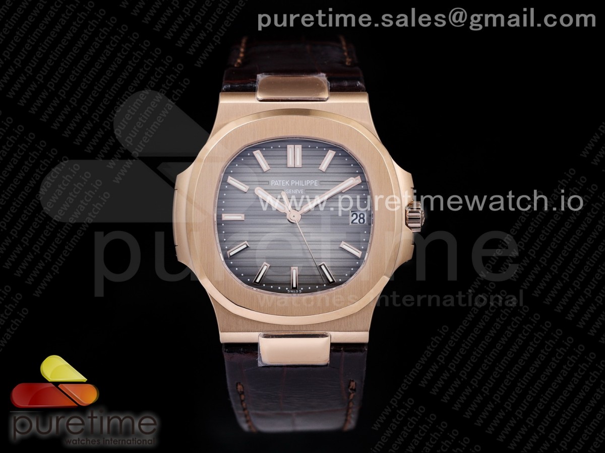 [PPF] Patek Philippe Nautilus 5711/1R Brown Textured Dial on Brown Leather Strap 324CS