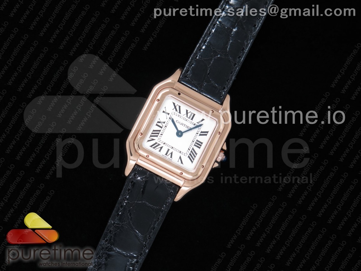 [K11] Cartier Panthère Secrete Ladies 27mm RG White Dial on Black Croco Strap Ronda Quartz