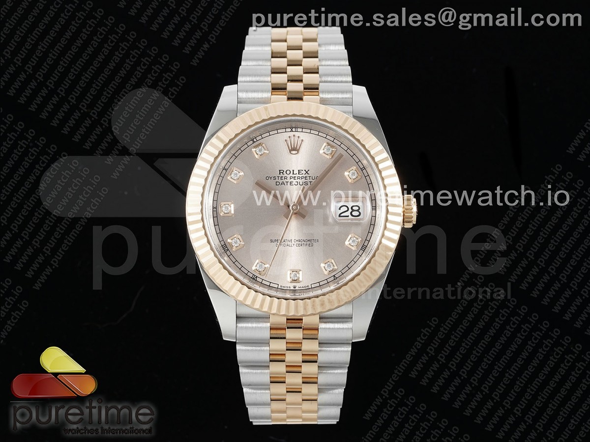 [Clean] Rolex DateJust 41 126331 904L Steel RG Diamonds Dial on SS/RG Jubilee Bracelet VR3235