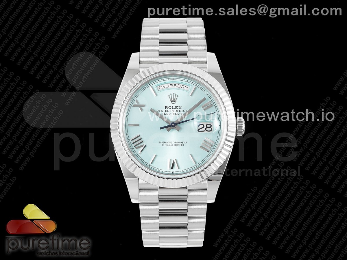 [ARF] Rolex Day Date 40 SS 228236 Ice Blue Roman Dial on President Bracelet VR3255 (Gain Weight)