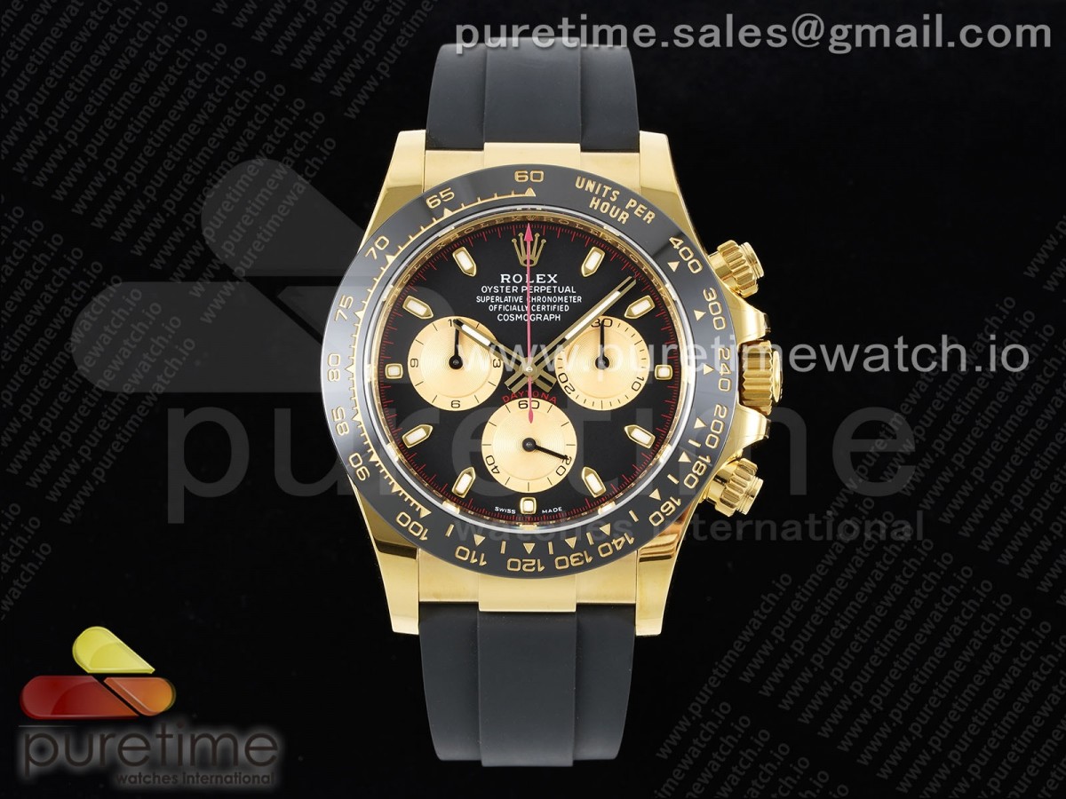 [BTF] Rolex Daytona 116518 Paul Newman Black/YG Dial on Oysterflex Rubber Strap SA4130 V2