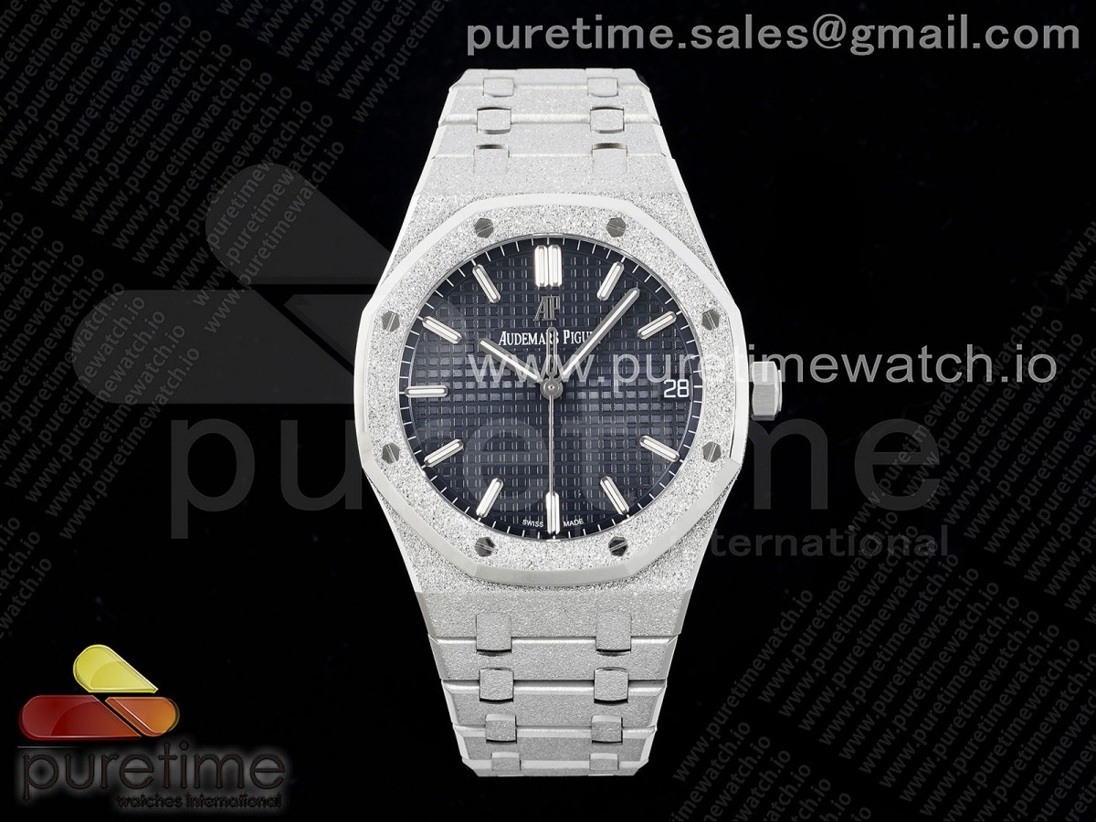 [APSF] Audemars Piguet Royal Oak 41mm 15500 Frosted SS Blue Textured Dial on SS Bracelet SA4302 Super Clone