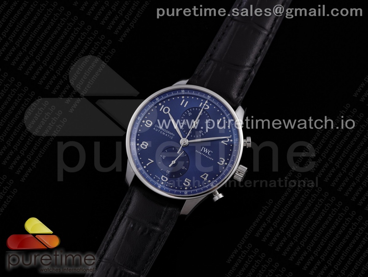 [ZF] IWC Portuguese Chrono IW371606 Blue Dial on Black Leather Strap A69355