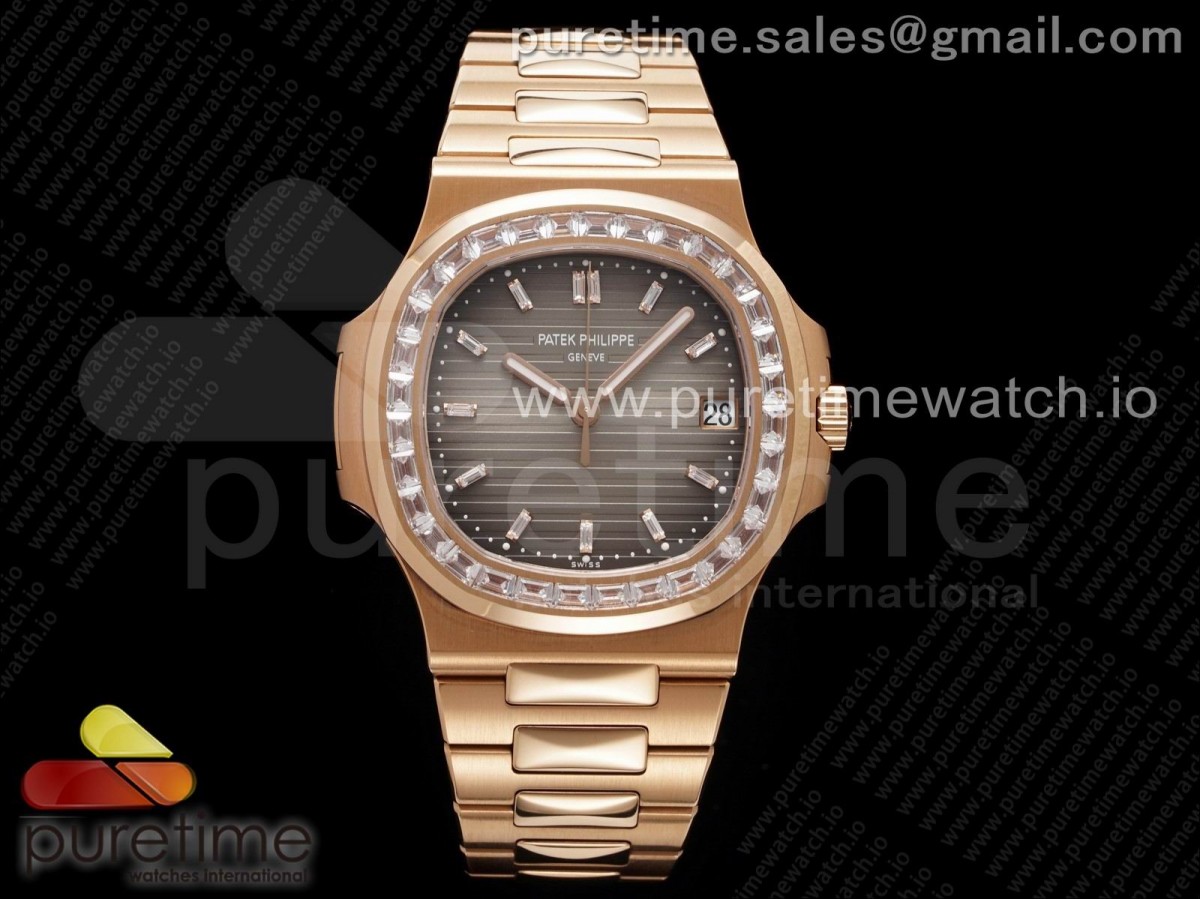 [PPF] Patek Philippe Nautilus 5711 RG Brown Dial Diamonds Markers and Bezel on RG Bracelet 324CS V3