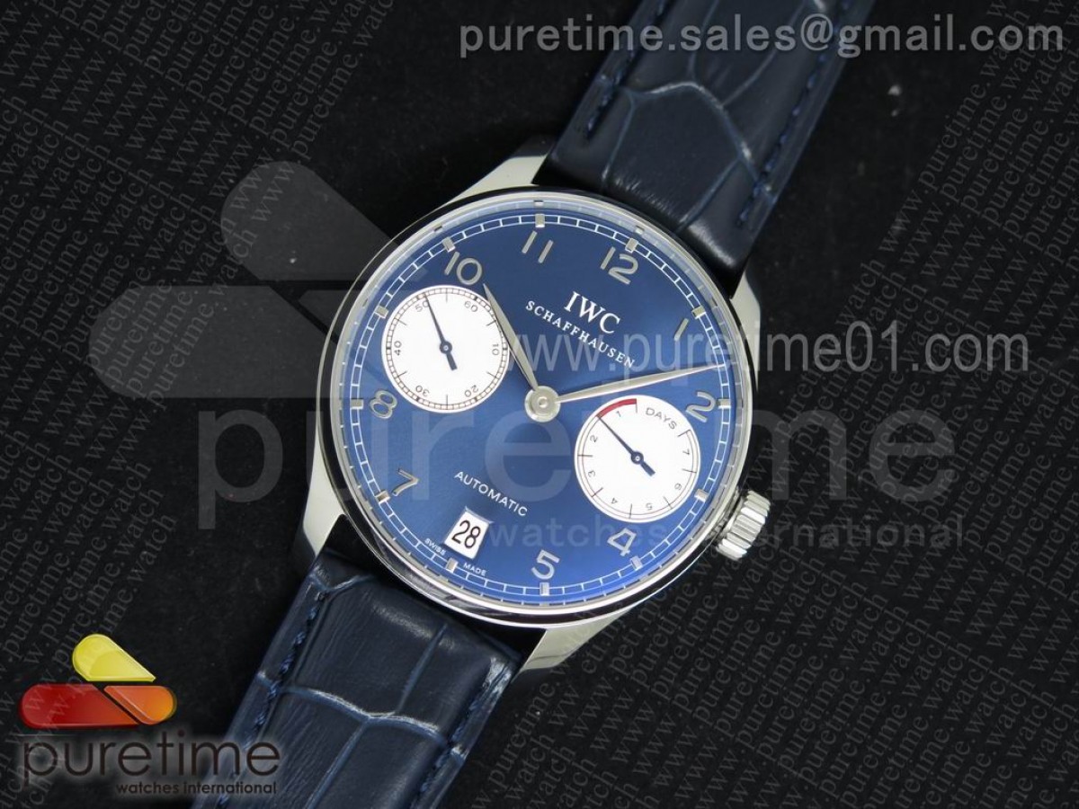 [ZF] IWC Portuguese Real PR IW500112 on Blue Leather Strap A52010 V2