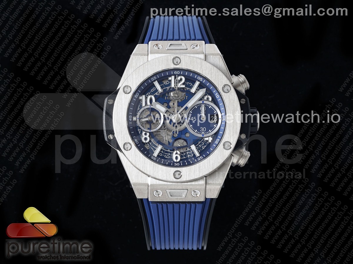 [BBF] Hublot Big Bang Unico 42mm SS Skeleton Dial on Blue Rubber Strap A1280 V2