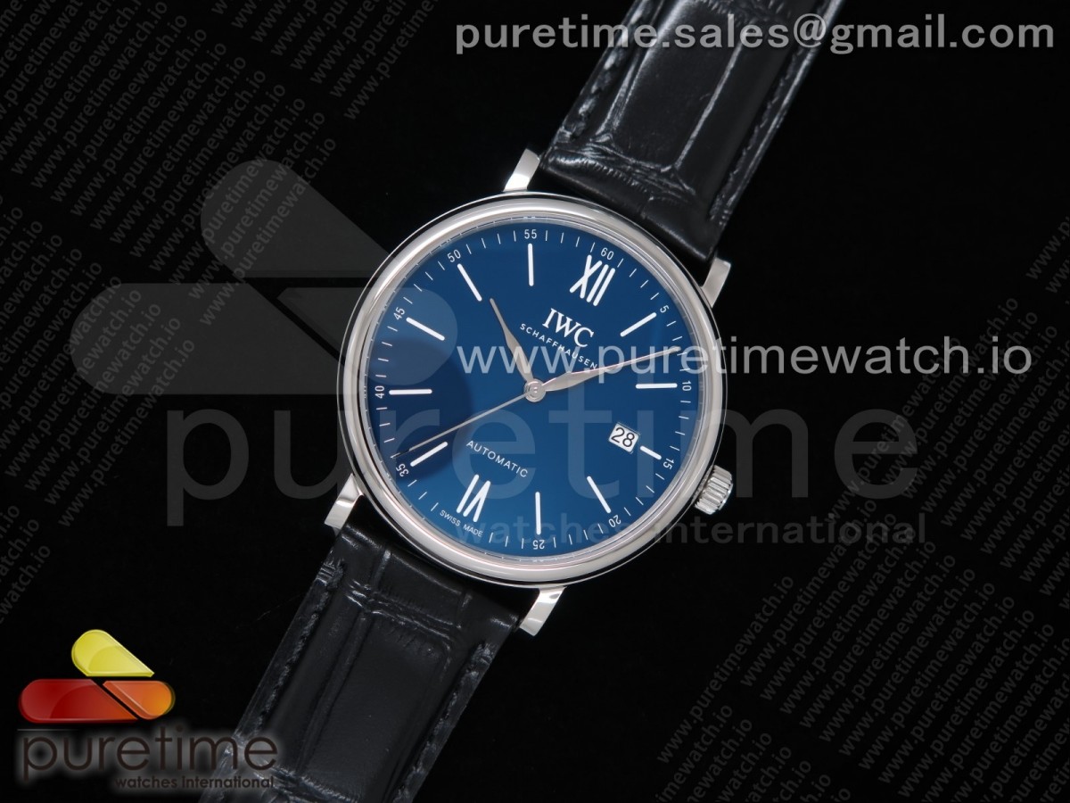 [V7F] IWC Portofino '150 Years' IW356518 Blue Dial on Black Croco Strap ETA2892