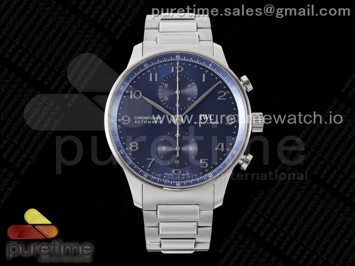 [AZF] IWC Portuguese Chrono IW3716 SS Blue Dial on SS Bracelet A69355