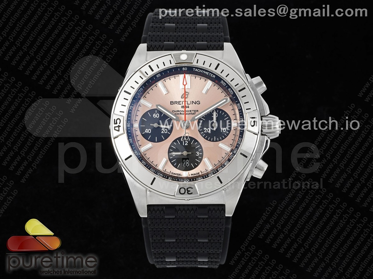 [TF] Breitling Chronomat B01 42mm SS Brown Dial on Black Rubber Strap A7750