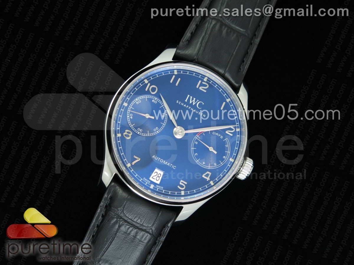 [ZF] IWC Portuguese Real PR IW500710 Blue Dial on Black Leather Strap A52010 V4