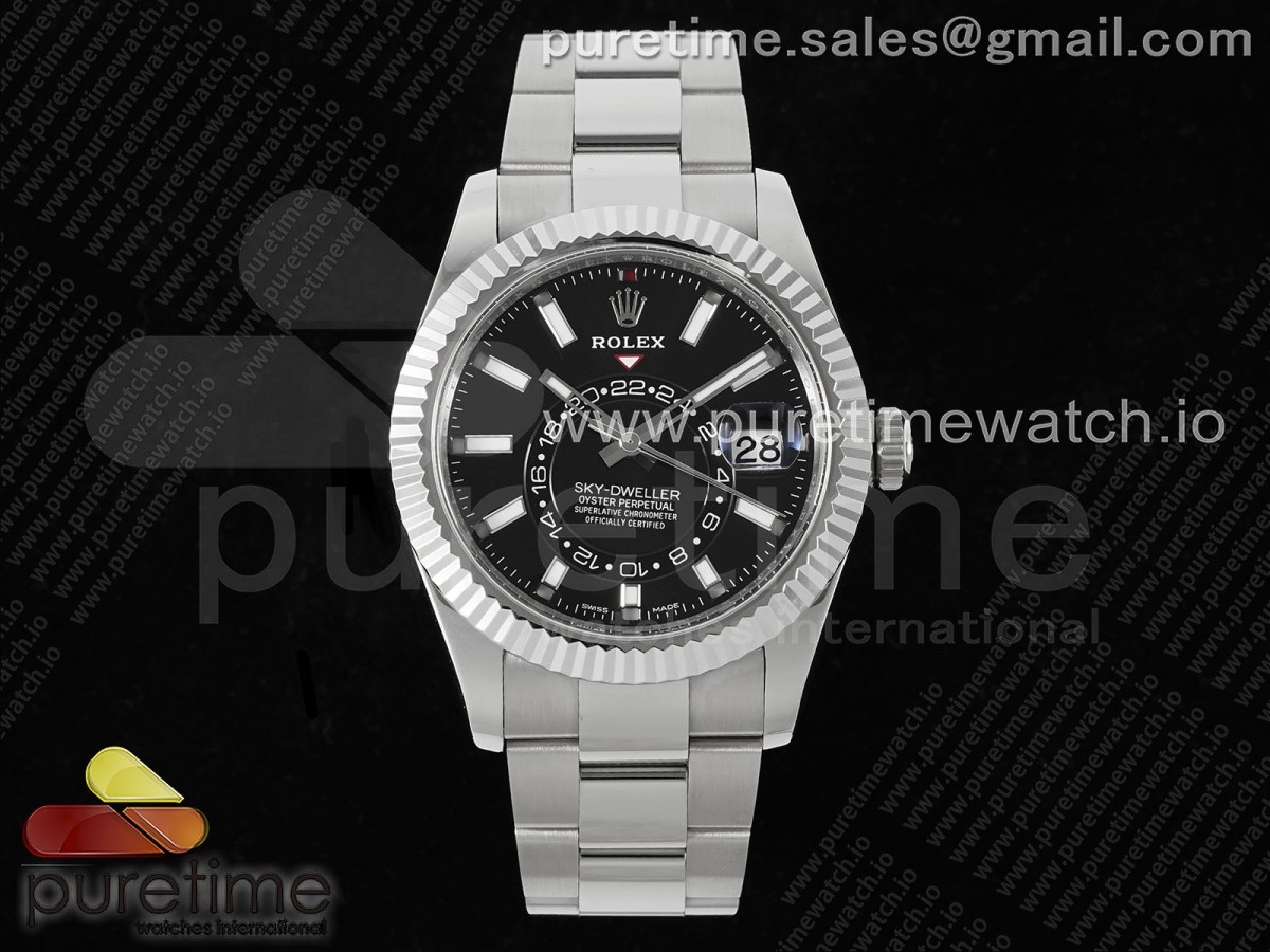 [ZF] Rolex Sky-Dweller 326934 904L SS Black Dial on SS Bracelet A2824