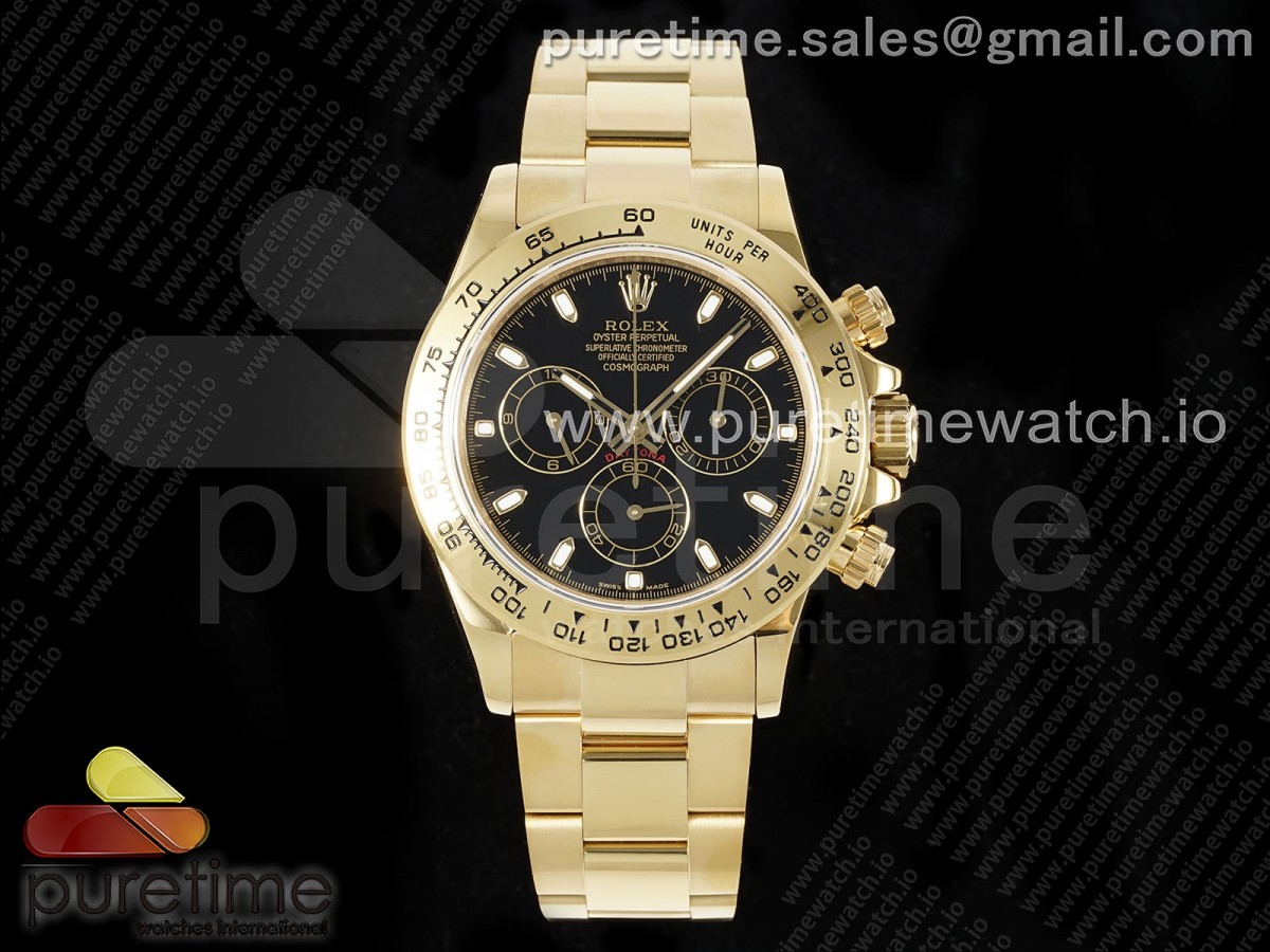 [QF] Rolex Daytona 116508 Black Dial on YG Bracelet SH4130 V3 (Gain Weight)