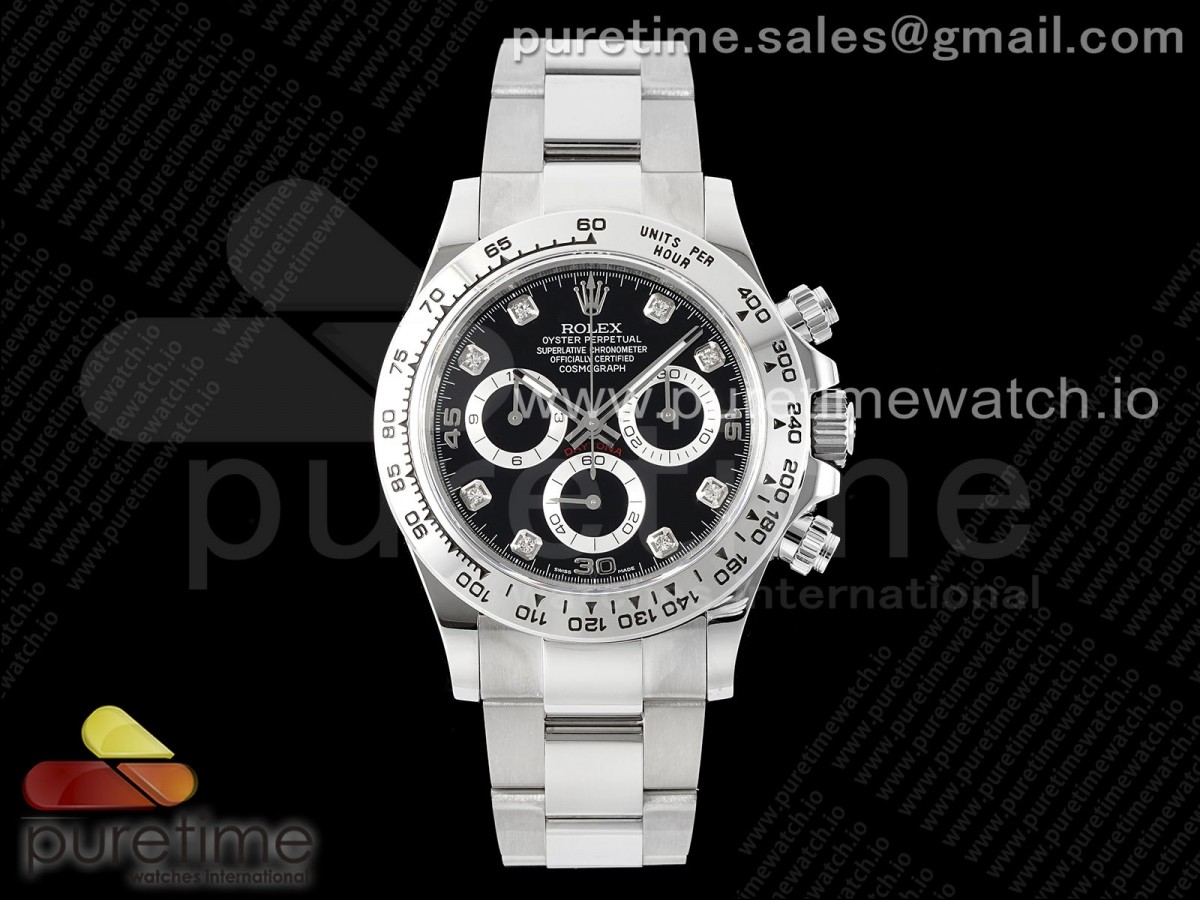 [QF] Rolex Daytona 116509 Black Diamonds Dial on SS Bracelet SA4130 V2