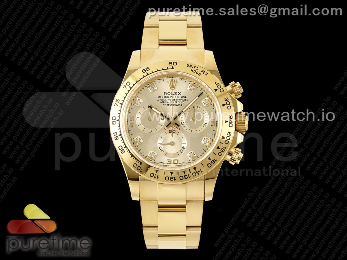 [QF] Rolex Daytona 116508 YG Diamonds Dial on YG Bracelet SA4130 V2