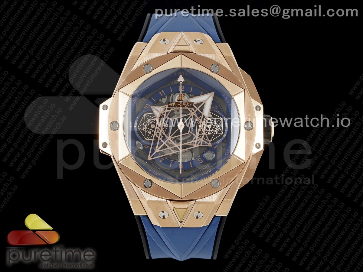 [BBF] Hublot Big Bang Sang Bleu II Chrono RG Blue Dial on Blue Gummy Strap A7750