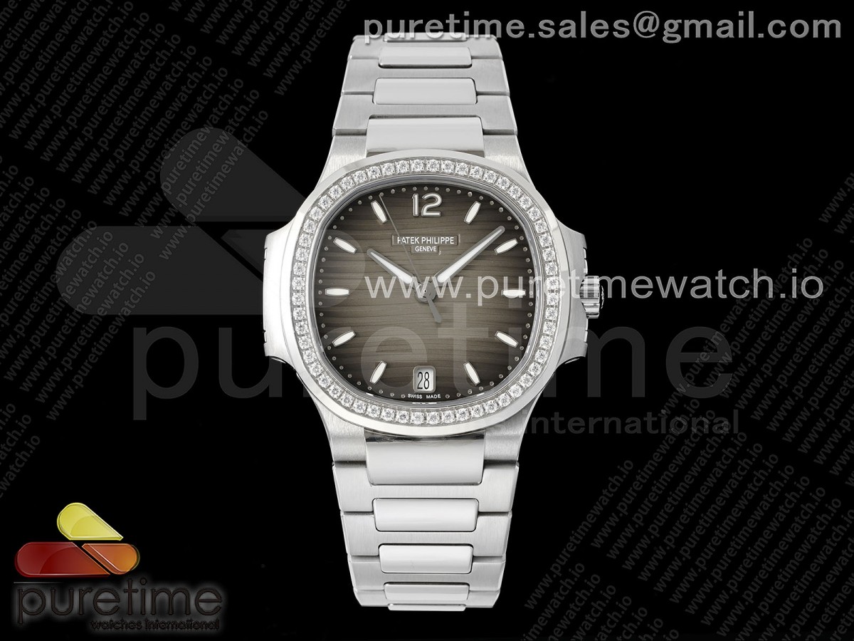 [PPF] Patek Philippe Nautilus 7118 Ladies SS Brown Dial Diamonds Bezel on SS Bracelet 324CS