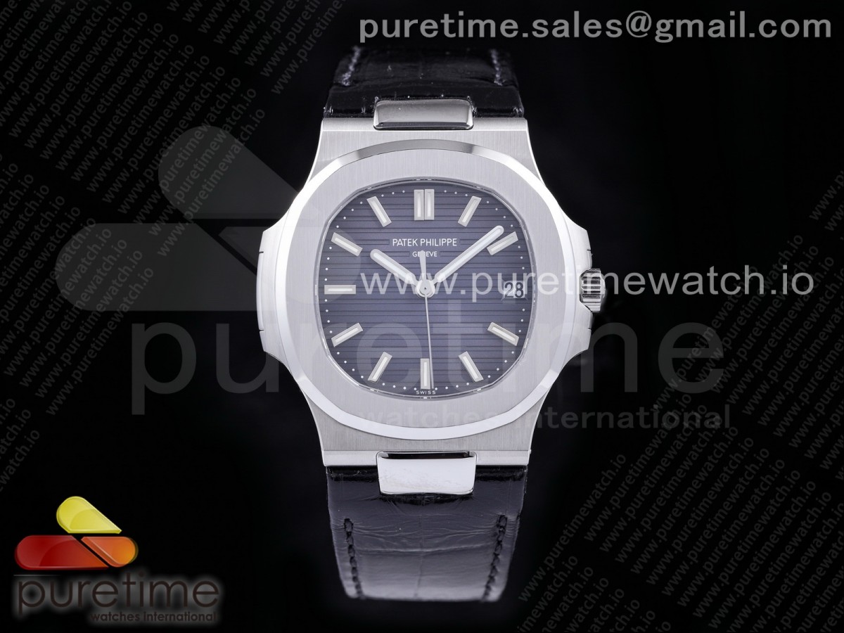 [PPF] Patek Philippe Nautilus 5711/1A Blue Textured Dial on Black Leather Strap 324CS V4