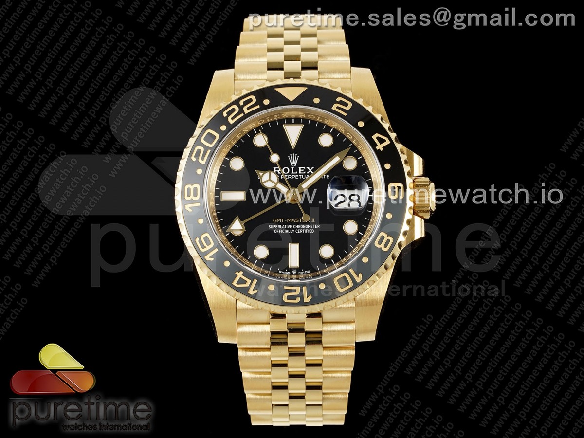 [Clean] Rolex GMT Master II 126718 GRNR Black Dial on YG Jubilee Bracelet DD3285 CHS