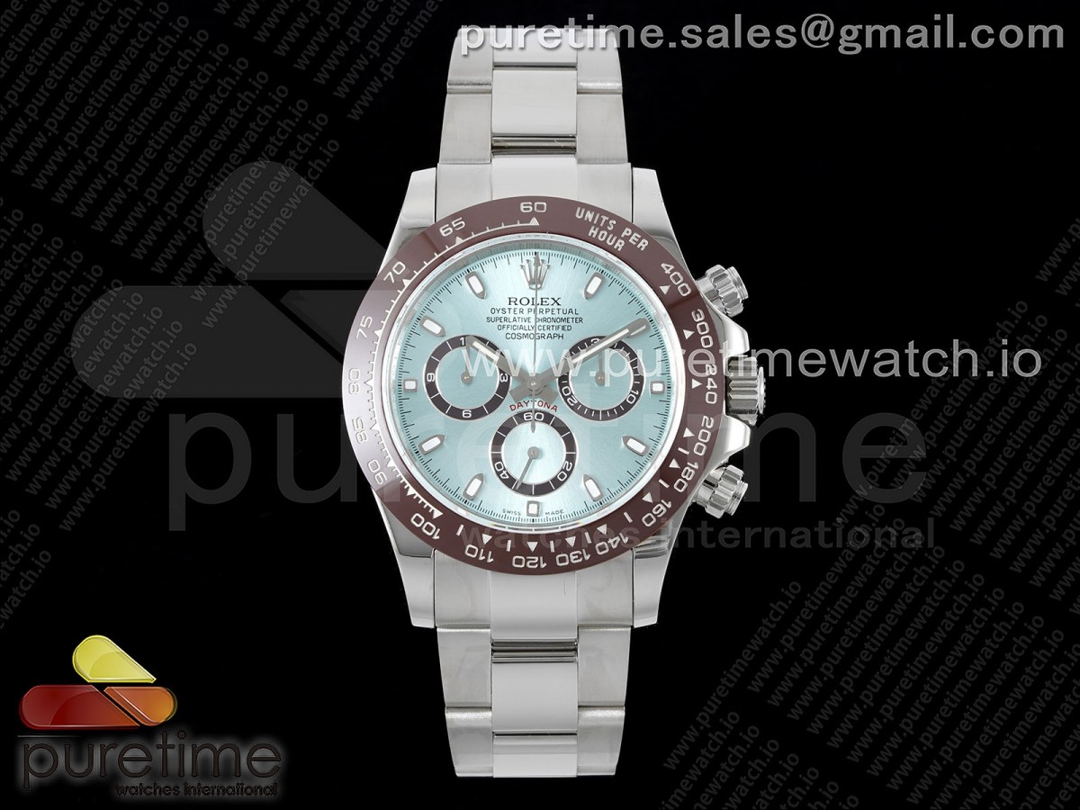 [QF] Rolex Daytona 116506 Brown Ceramic Ice Blue Dial on SS Bracelet SA4130