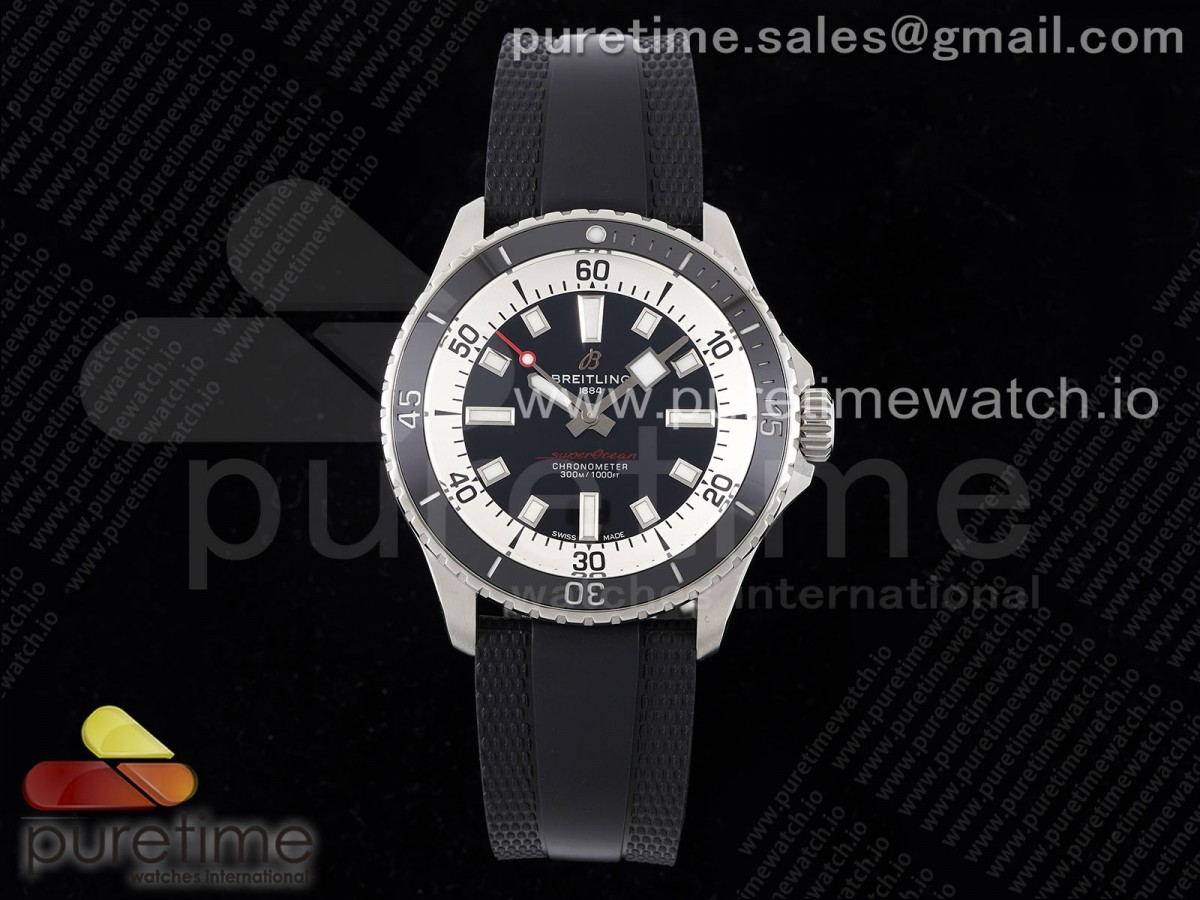 [BLSF] Breitling SuperOcean Automatic 42 SS Black Dial on Black Rubber Strap A2824