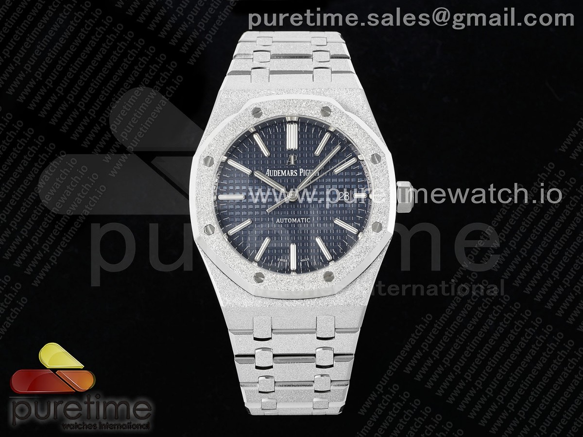 [APSF] Audemars Piguet Royal Oak 41mm 15410 Frosted SS Blue Textured Dial on SS Bracelet SA3120 Super Clone