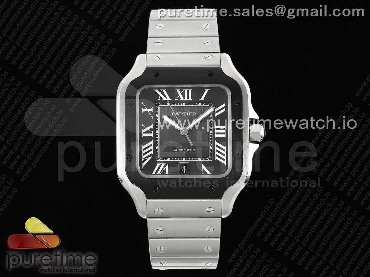 [3KF] Cartier Santos de Cartier 40mm SS Gray Dial Black Bezel on SS Bracelet MIYOTA 9015