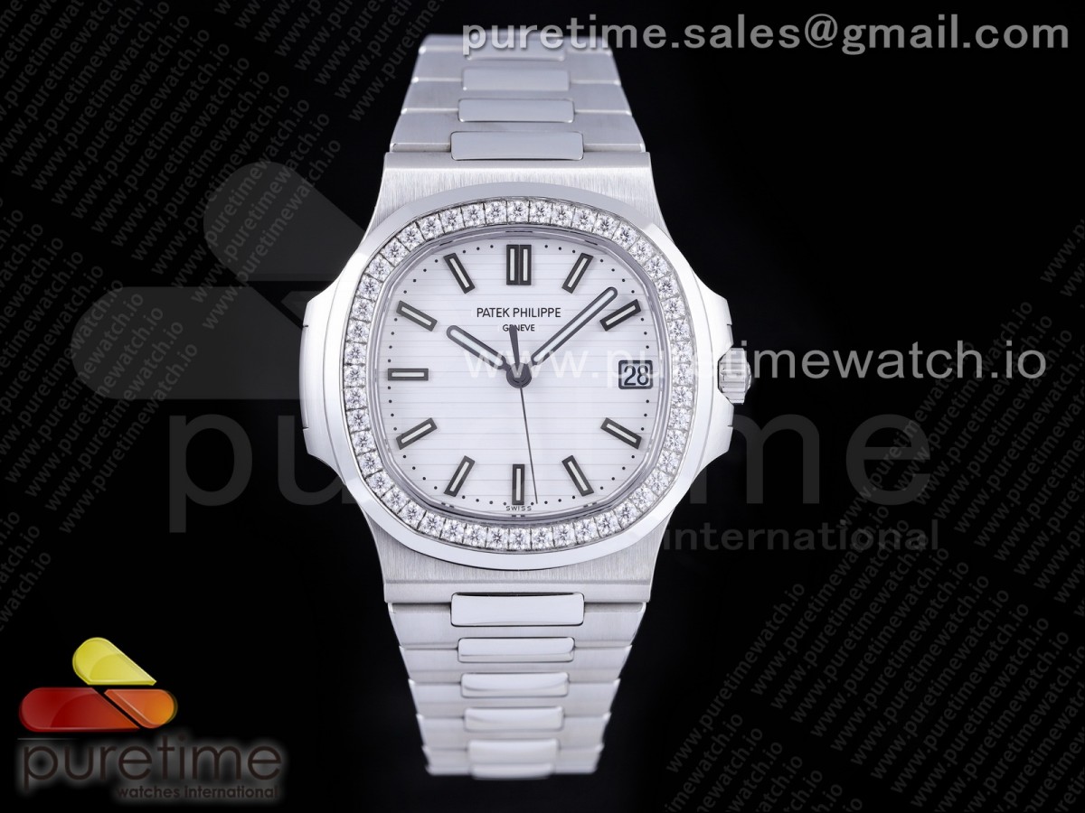 [PPF] Patek Philippe Nautilus 5711/1A White Dial Diamonds Bezel on SS Bracelet 324CS V3