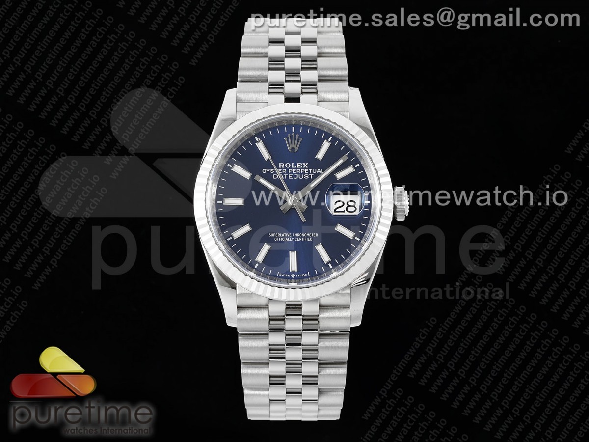 [VSF] Rolex DateJust 36 SS 126234 904L Steel Blue Stick Dial on Jubilee Bracelet VS3235