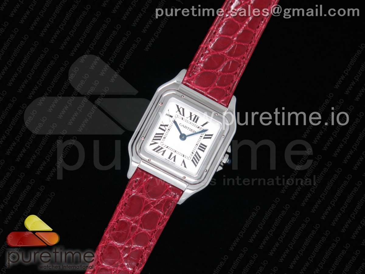 [K11] Cartier Panthère Secrete Ladies 27mm SS White Dial on Red Croco Strap Ronda Quartz