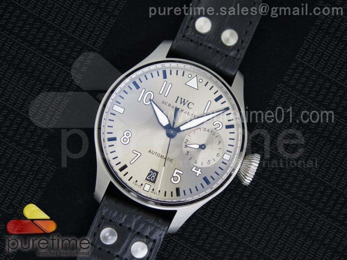 [ZF] IWC Big Pilot Real PR IW500906 Silver Dial on Black Leather Strap A51111