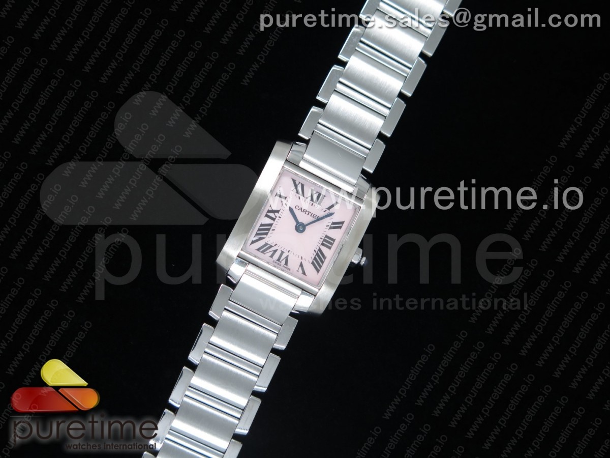 [K11F] Cartier Tank Francaise Ladies 20.3mm SS Pink Dial on SS Bracelet Ronda Quartz