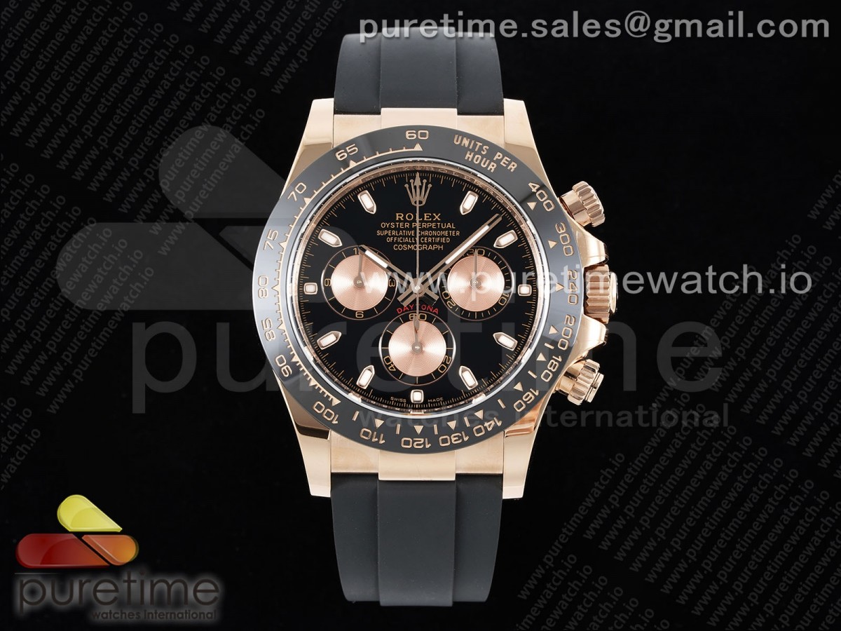 [BTF] Rolex Daytona 116515 Black/RG Dial on Oysterflex Rubber Strap SA4130 V2