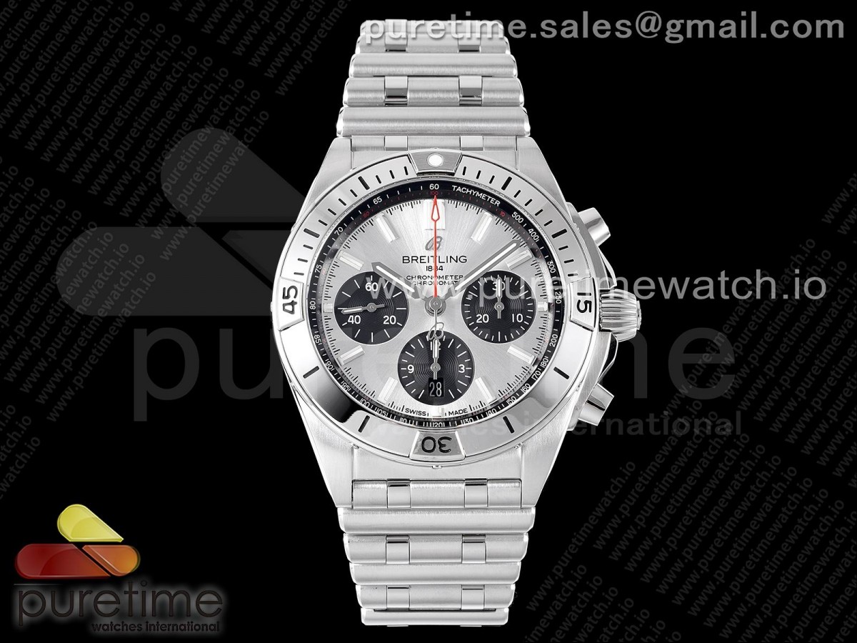 [TF] Breitling Chronomat B01 42mm SS Silver Dial on SS Bracelet A7750